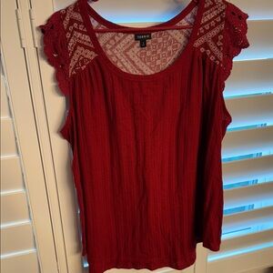 Torrid Burgundy Lace Accent Tank Top